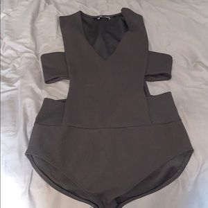 Black open cut body suit